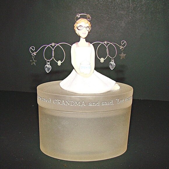 Vintage Acrylic Hallmark God Created Grandma Let There Be Love Trinket Box Case - Picture 1 of 12